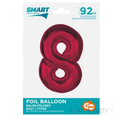 balon foliowy cyfra 8 czerwony godan 36 dgt