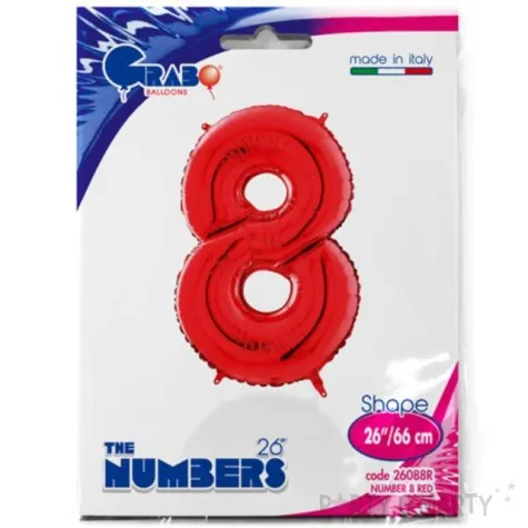 balon foliowy cyfra 8 czerwony grabo 26 dgt