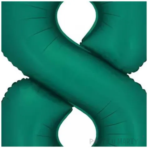 balon foliowy cyfra 8 dekoracja na urodziny butelkowy zielony 34 dgt