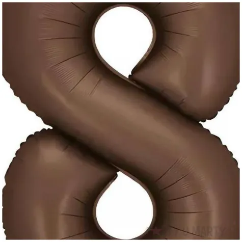 balon foliowy cyfra 8 dekoracja na urodziny osiemnastke brazowy matowy 34 dgt