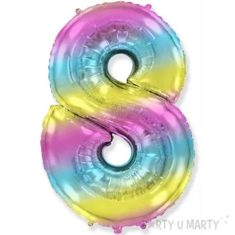 balon foliowy cyfra 8 gradient pastelowy flexmetal 34 dgt