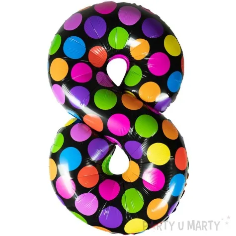 balon foliowy cyfra 8 grochy mix arpex 24 dgt