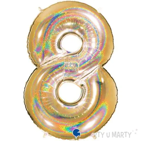 balon foliowy cyfra 8 holo zloty grabo 40 dgt