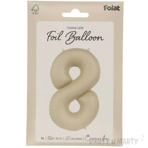 balon foliowy cyfra 8 mat kremowe latte folat 34 dgt