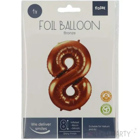 balon foliowy cyfra 8 metaliczny brazowy folat 34 dgt