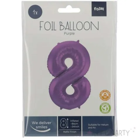 balon foliowy cyfra 8 metaliczny mat fioletowy folat 34 dgt