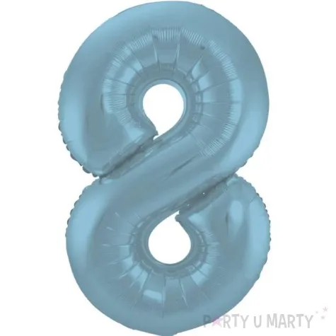 balon foliowy cyfra 8 metaliczny mat niebieski pastelowy folat 34 dgt