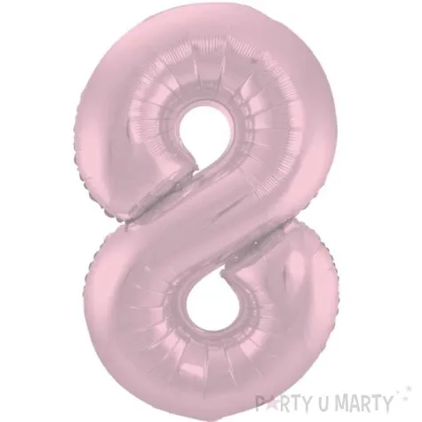 balon foliowy cyfra 8 metaliczny mat rozowy pastelowy folat 34 dgt