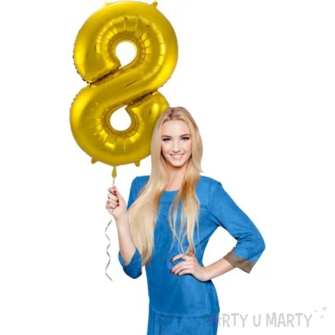 balon foliowy cyfra 8 metaliczny zloty folat 34 dgt