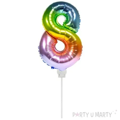 balon foliowy cyfra 8 mini teczowy folat 14 dgt