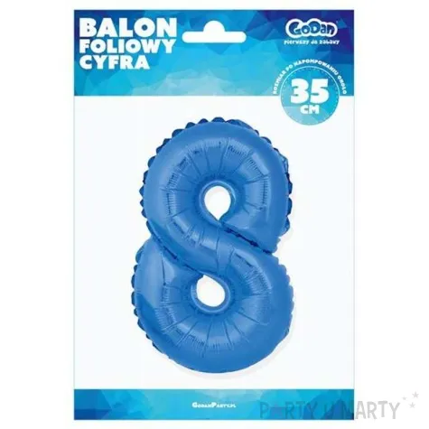 balon foliowy cyfra 8 niebieski godan 14 dgt