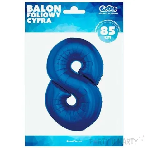 balon foliowy cyfra 8 niebieski godan 34 dgt