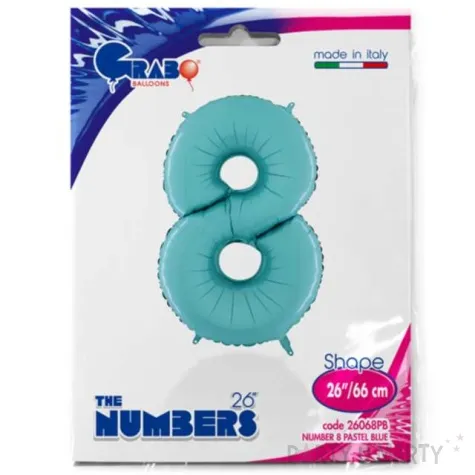 balon foliowy cyfra 8 niebieski pastel grabo 26 dgt
