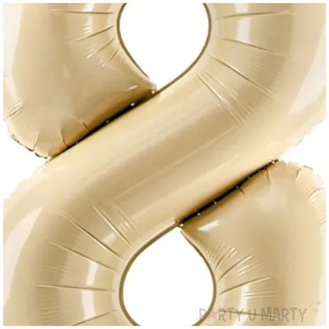 balon foliowy cyfra 8 pastel bezowy partydeco 34 dgt