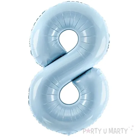 balon foliowy cyfra 8 pastel blekitny partydeco 34 dgt
