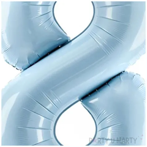balon foliowy cyfra 8 pastel blekitny partydeco 34 dgt