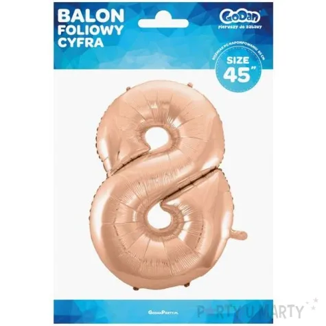 balon foliowy cyfra 8 rozowe zloto godan 45 dgt