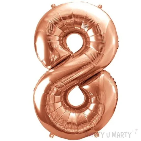 balon foliowy cyfra 8 rozowe zloto partydeco 34 dgt