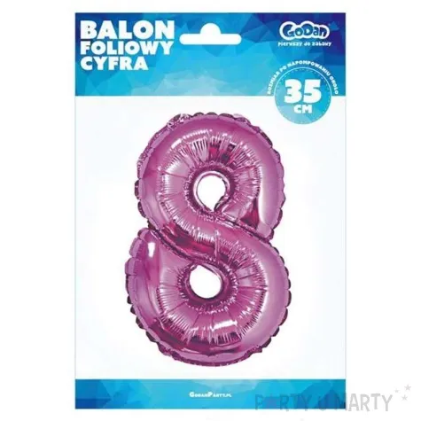 balon foliowy cyfra 8 rozowy godan 14 dgt