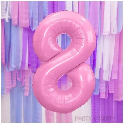 balon foliowy cyfra 8 rozowy jasny partydeco 34 dgt