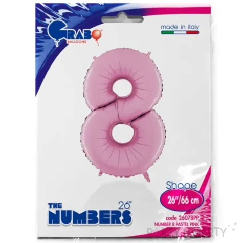 balon foliowy cyfra 8 rozowy pastel grabo 26 dgt