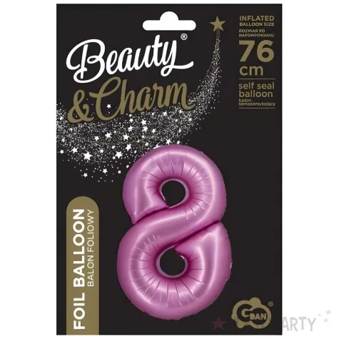 balon foliowy cyfra 8 rozowy satynowy godan 30 dgt