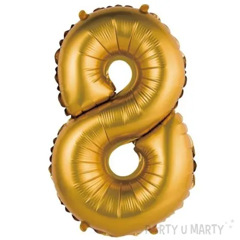balon foliowy cyfra 8 satynowa zloty godan 14 dgt