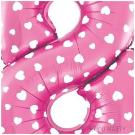 balon foliowy cyfra 8 serduszka rozowy jix 18 dgt