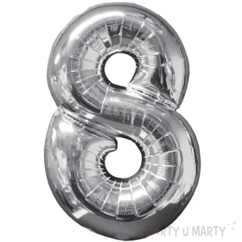 balon foliowy cyfra 8 srebrny amscan 26 dgt