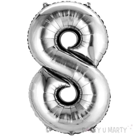 balon foliowy cyfra 8 srebrny amscan 34 dgt