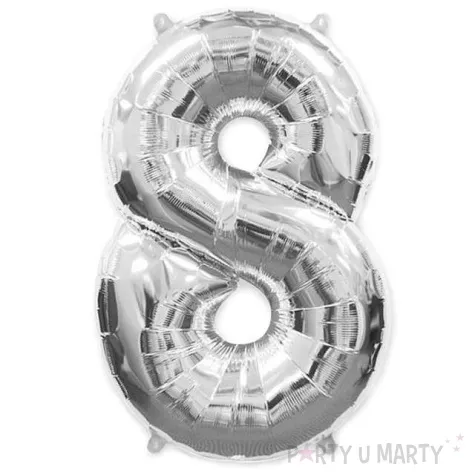 balon foliowy cyfra 8 srebrny flexmetal 34 dgt