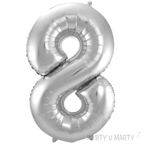 balon foliowy cyfra 8 srebrny folat 34 dgt