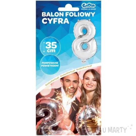 balon foliowy cyfra 8 srebrny godan 14 dgt