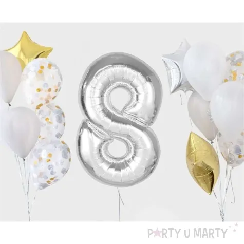 balon foliowy cyfra 8 srebrny godan 36 dgt
