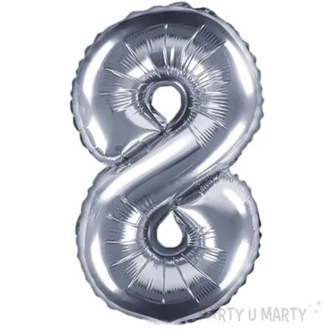 balon foliowy cyfra 8 srebrny partydeco 14 dgt