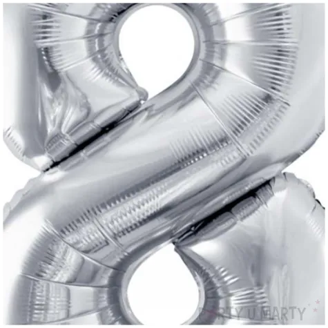 balon foliowy cyfra 8 srebrny partydeco 34 dgt