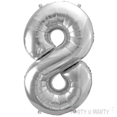 balon foliowy cyfra 8 srebrny partydeco 34 dgt