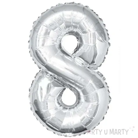 balon foliowy cyfra 8 srebrny unique 34 dgt