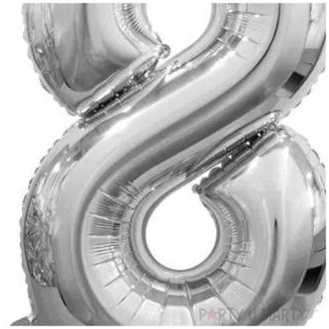 balon foliowy cyfra 8 stojaca srebrny godan 29 dgt