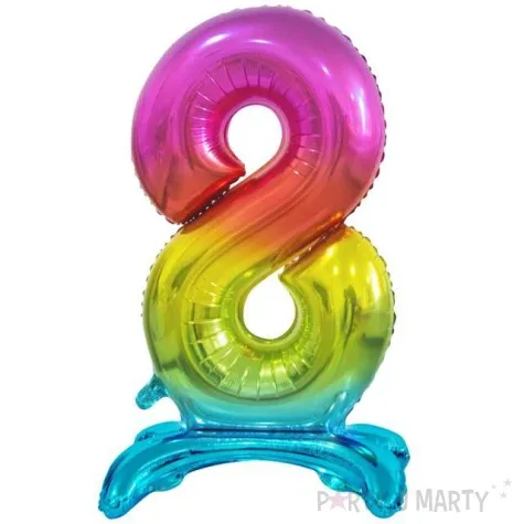 balon foliowy cyfra 8 stojaca teczowy godan 29 dgt