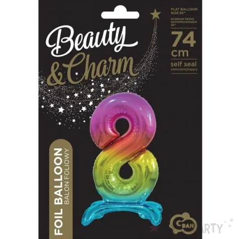 balon foliowy cyfra 8 stojaca teczowy godan 29 dgt