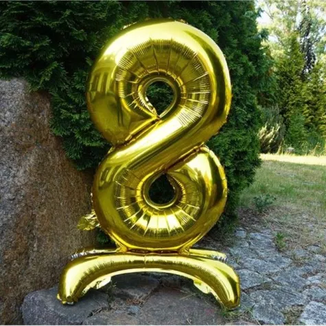 balon foliowy cyfra 8 stojaca zloty dekoracjepolska 30 dgt