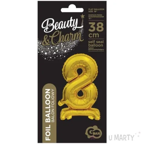 balon foliowy cyfra 8 stojaca zloty godan 15 dgt