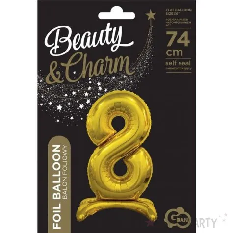 balon foliowy cyfra 8 stojaca zloty godan 29 dgt