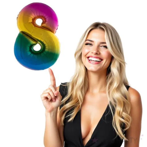balon foliowy cyfra 8 teczowy funny fashion 40 dgt