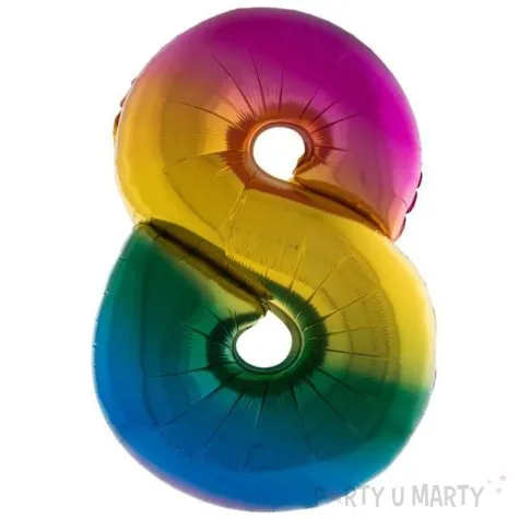 balon foliowy cyfra 8 teczowy funny fashion 40 dgt
