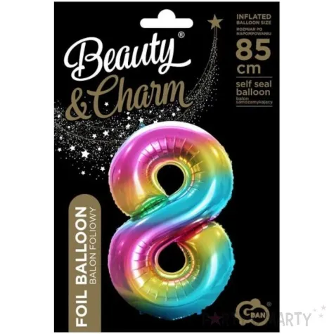 balon foliowy cyfra 8 teczowy godan 34 dgt