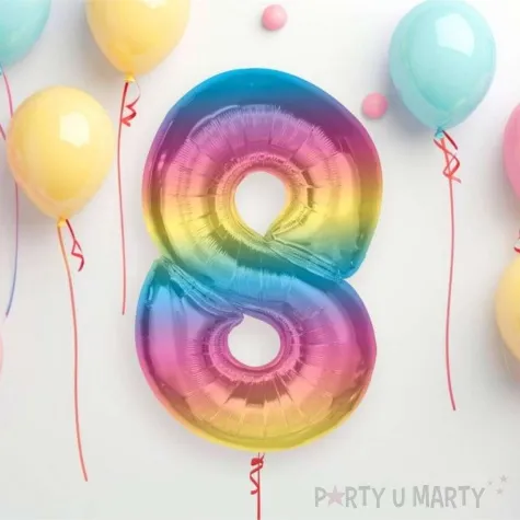 balon foliowy cyfra 8 teczowy godan 36 dgt
