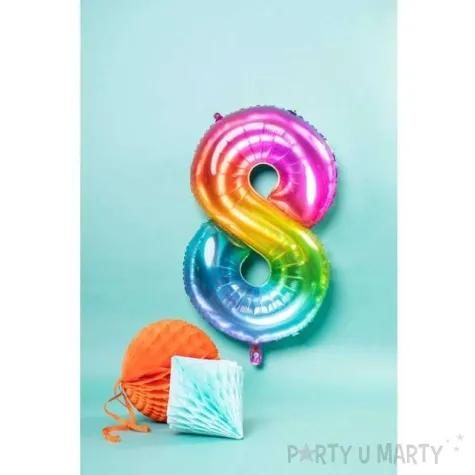 balon foliowy cyfra 8 yummy gummy rainbow teczowy folat 34 dgt