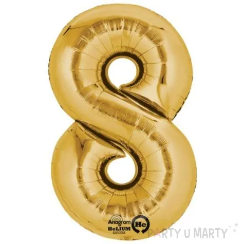 balon foliowy cyfra 8 zloty amscan 14 dgt